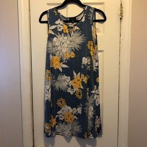 Espresso Floral Print Bobo Dress Large